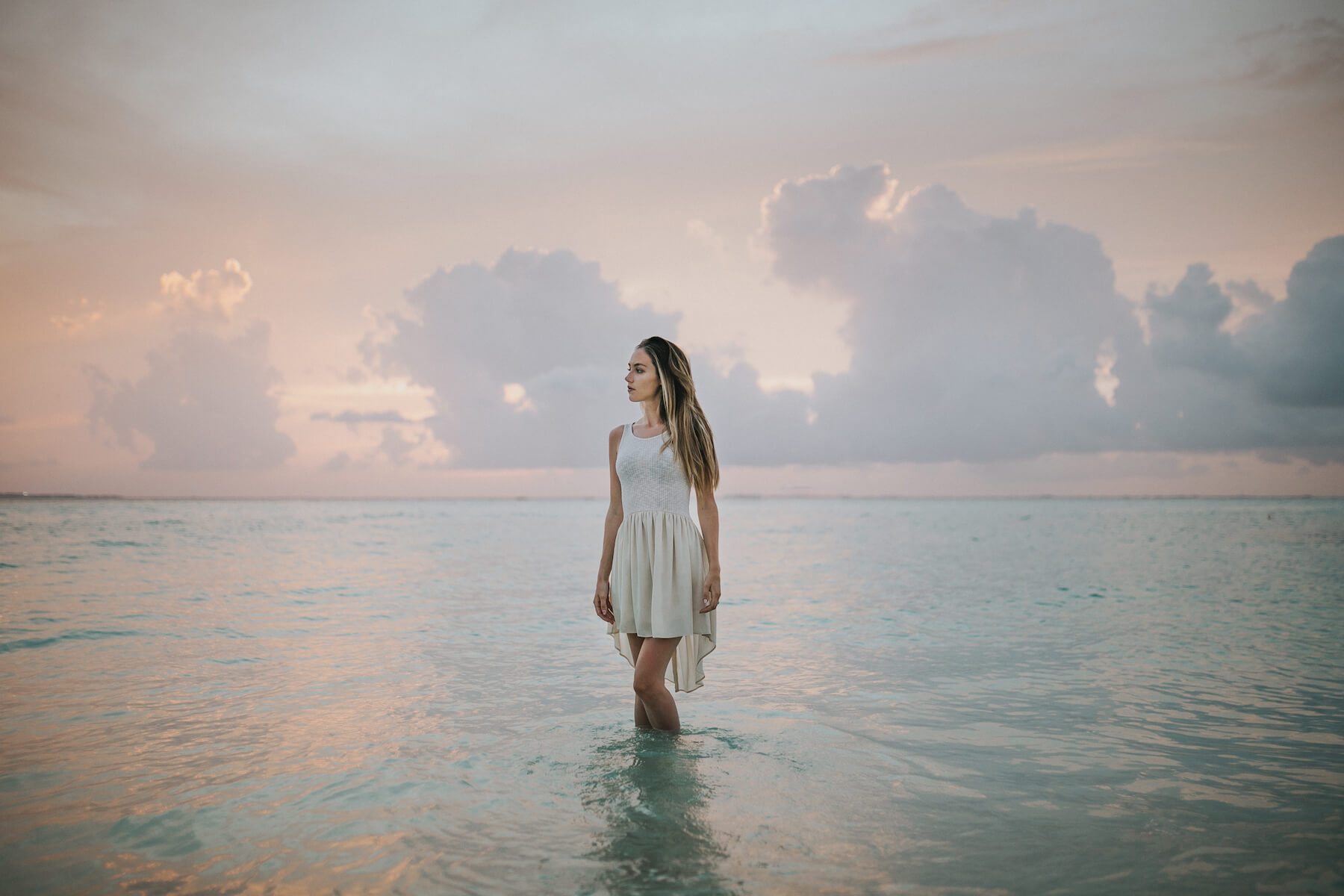 Girl on a beach in Cancun Mexico