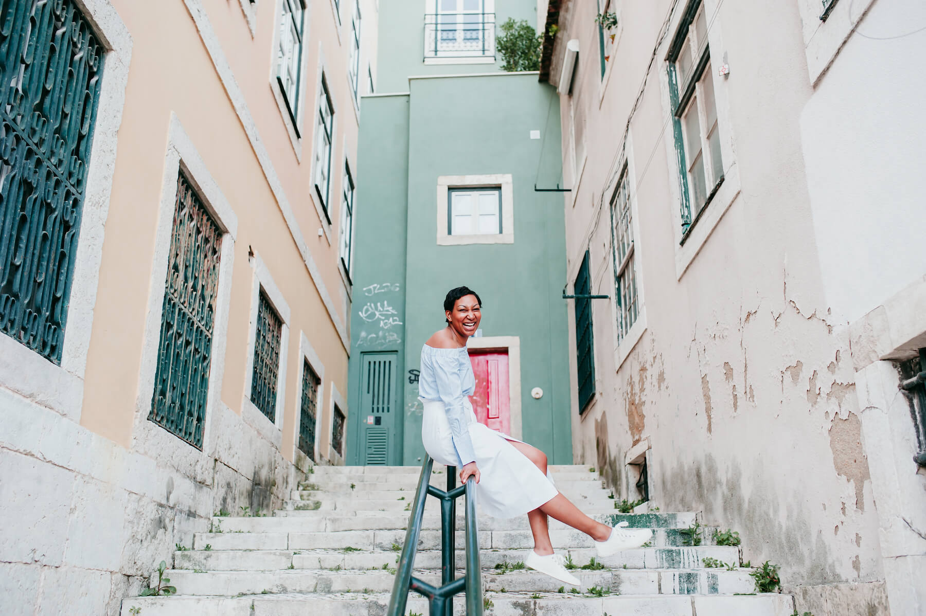 Lady in Lisbon vacation photo shoot