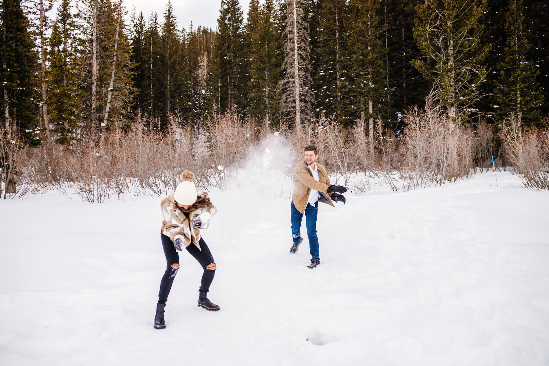 Young Couple Winter Adventureswinter Snow Isolatedhold Stock Photo  551195980 | Shutterstock