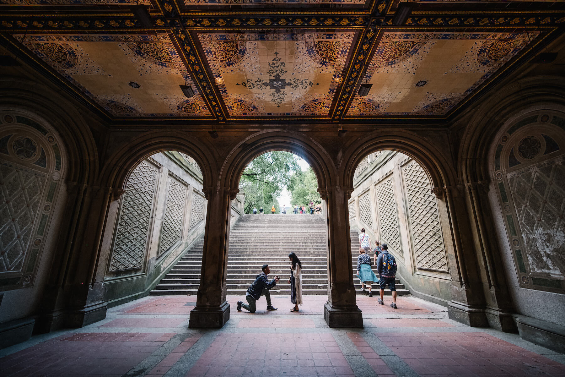 The dazzling tiles of a Central Park ceiling