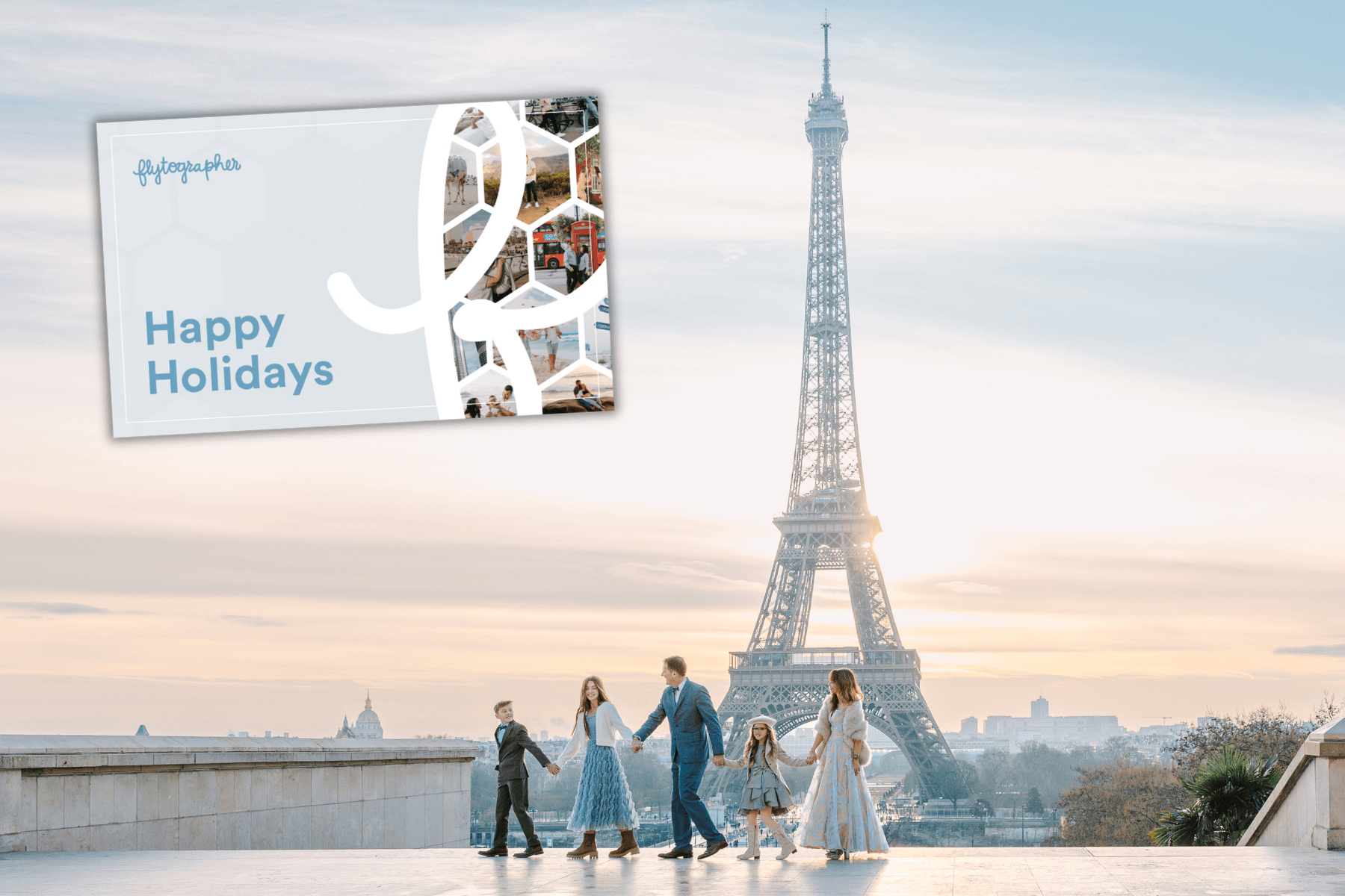 The "Happy Holidays" Flytographer gift card design